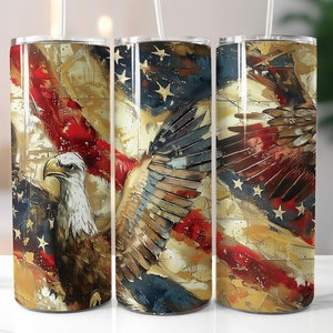 Memorial Day Veteran 20oz Skinny Tumbler Wrap Sublimation Design PNG File Digital Download, Eagle American Flag, 4th of July Tumbler