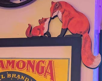 Fox Door Corner Wooden Decoration,Wooden Fox Logo Door Top,Wooden Fox Hanging,Home Decor,Wooden Fox Puzzle,The Fox Family,Personalize Gift