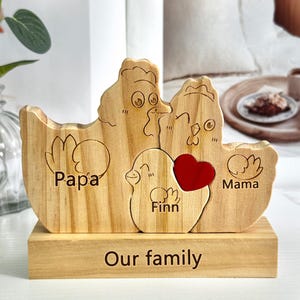 Family Wooden chicken Puzzle,Customized Name Puzzle,Home Decor,Wooden toy,Family Puzzle,Personalized Gift,Gift for her,Wooden gift