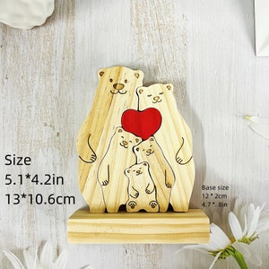 Mother's Day Gift, Family Wooden Hug Bears Puzzle,Personalized Family Puzzle,Custom Wooden Animals,Bear Lover Gift image 5