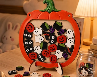 Halloween Pumpkin Wooden Sorting Toy, Halloween Wood Puzzle,  Fall Tabletop Decor,  Halloween Gift, Back to School Teacher Gift