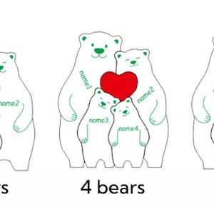 Mother's Day Gift, Family Wooden Hug Bears Puzzle,Personalized Family Puzzle,Custom Wooden Animals,Bear Lover Gift image 10