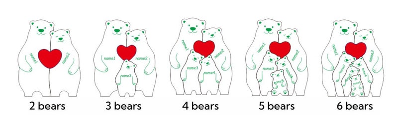 Mother's Day Gift, Family Wooden Hug Bears Puzzle,Personalized Family Puzzle,Custom Wooden Animals,Bear Lover Gift image 10