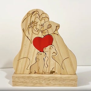 Muttertagsgeschenk, aus Holz geschnitzte Löwenpuzzles, alle Familienmitglieder zusammen Puzzle, personalisiertes Löwenfamilienpuzzle aus Holz, Wohndekoration Bild 8