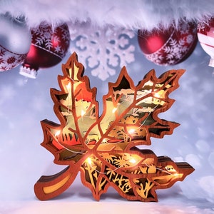 3D Holz hohle Ahornblatt Lampe, Nationaltag, Jubiläumsgeschenk, personalisierte Geschenk, Herbst Geschenk, Herbst Dekor, hängende Wand Ornament.Thanksgiving