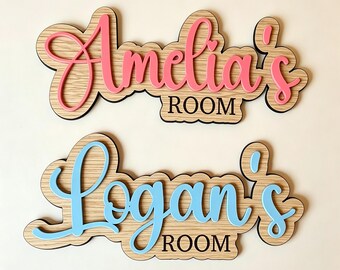 Personalized Wooden Name Sign, Custom Kids Room Door Plaque, Nursery Name Wall Decor, Custom Baby Name Plaque, Children Bedroom Sign