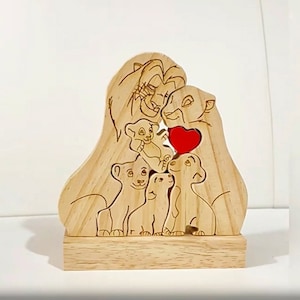 Muttertagsgeschenk, aus Holz geschnitzte Löwenpuzzles, alle Familienmitglieder zusammen Puzzle, personalisiertes Löwenfamilienpuzzle aus Holz, Wohndekoration Bild 4