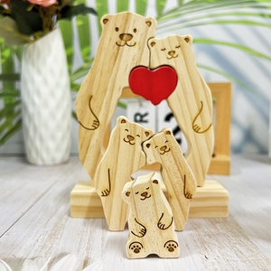 Mother's Day Gift, Family Wooden Hug Bears Puzzle,Personalized Family Puzzle,Custom Wooden Animals,Bear Lover Gift image 6