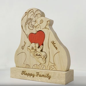 Muttertagsgeschenk, aus Holz geschnitzte Löwenpuzzles, alle Familienmitglieder zusammen Puzzle, personalisiertes Löwenfamilienpuzzle aus Holz, Wohndekoration Bild 9