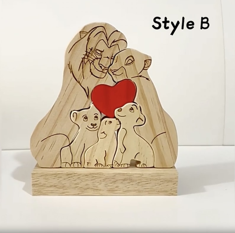 Mother's Day Gift,Wooden Carved Lion Puzzles,All Family Members Together Puzzle, Personalised Wooden Lion Family Jigsaw Puzzle,Home Decor zdjęcie 7