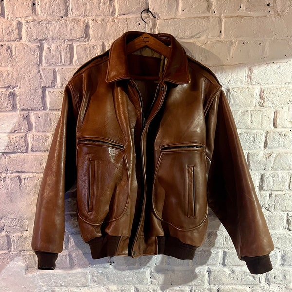 Vintage blouson cuir homme kudsak français bomber aviateur