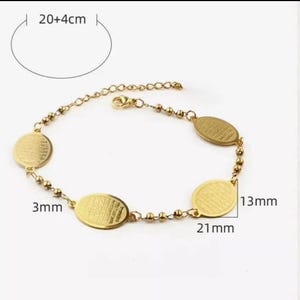 Stainless Steel Gold Arabic Allah Pendant Beaded Bracele