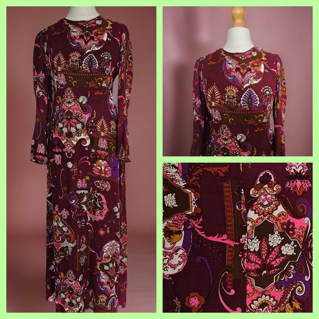 1970s Paisley Print Maxi Dress by Nancy Greer | XS/S