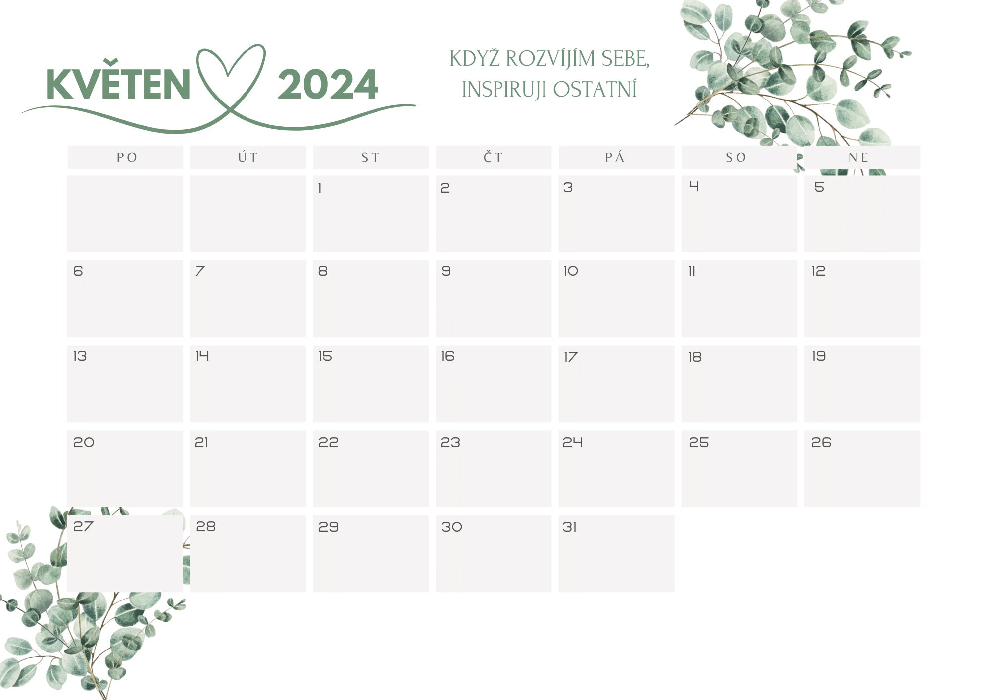 Kalendář Calendar 2024 CZ Version Etsy
