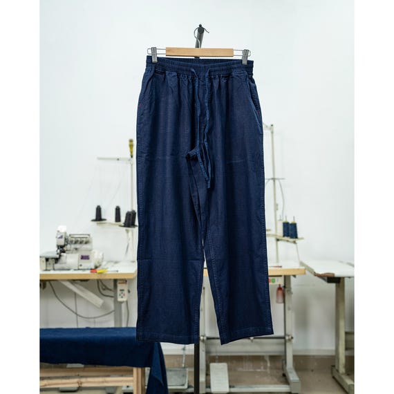 Pantalones cargo índigo vintage japoneses para hombre, pantalones