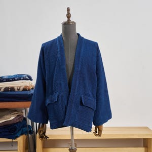Vintage Indigo Kimono Jacket: Handmade Japanese Cotton Coat