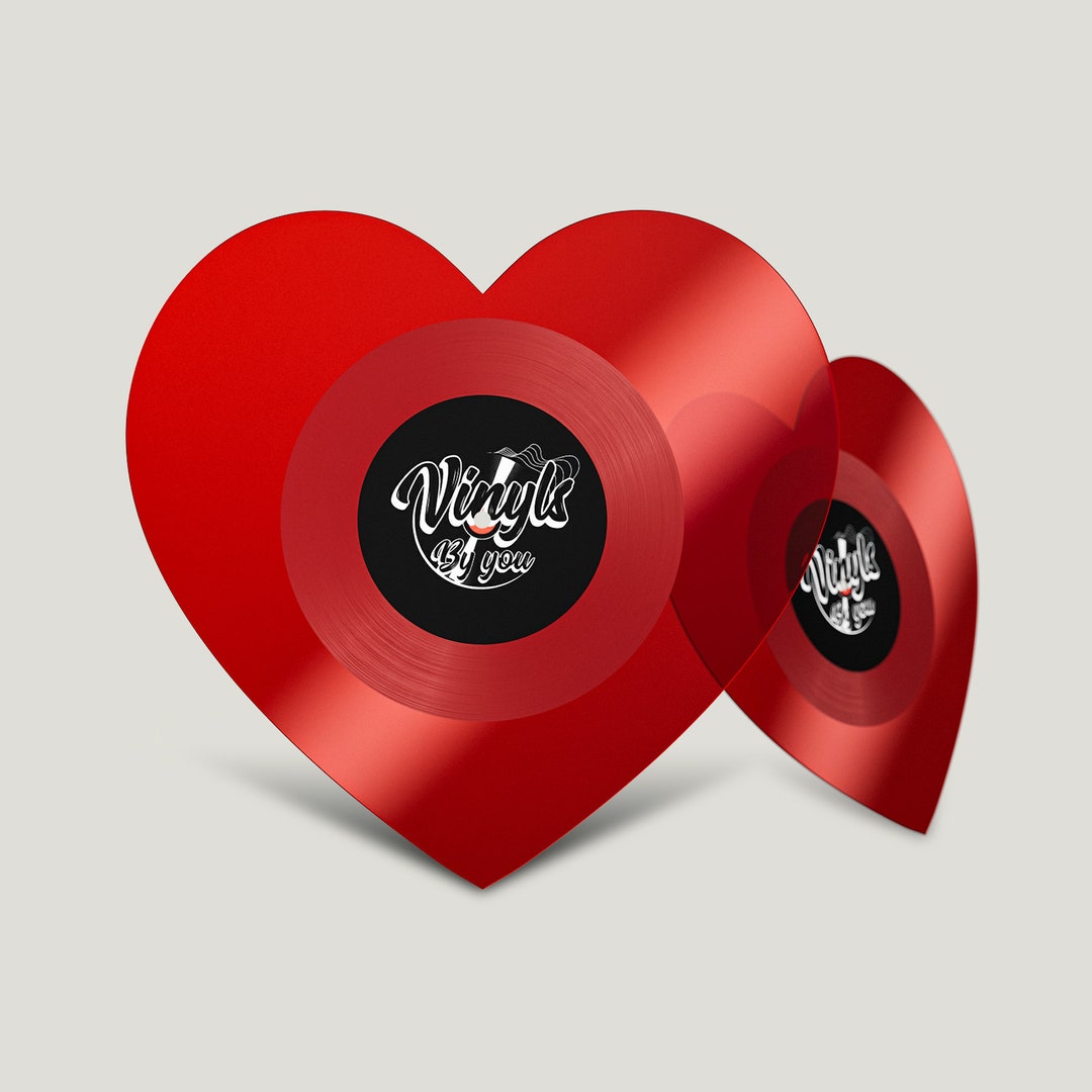 12 Custom Heart shaped Vinyl Record Personalized Playlist 14 Mins For 