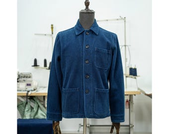 French Moleskin 1960's Workwear Jacket, Worn, Fading and French Moleskin 1960's Workwear Jacket, Worn, Fading and