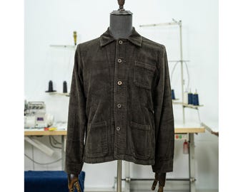 Französische Jacke Vintage Cord Cargojacke Revers Multi Taschen Workwear Jacke Winter Braun Solid Casual Cardigan Mantel Top