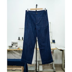 Hand-Dyed Indigo Casual Pants | Vintage Workwear Style | Relaxed Fit Men&#39;s Trousers