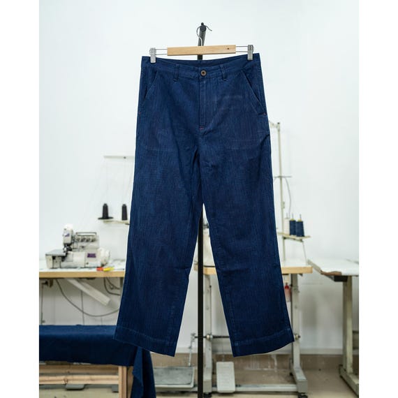 Hand-Dyed Indigo Casual Pants | Vintage Workwear Style | Relaxed Fit Men's Trousers