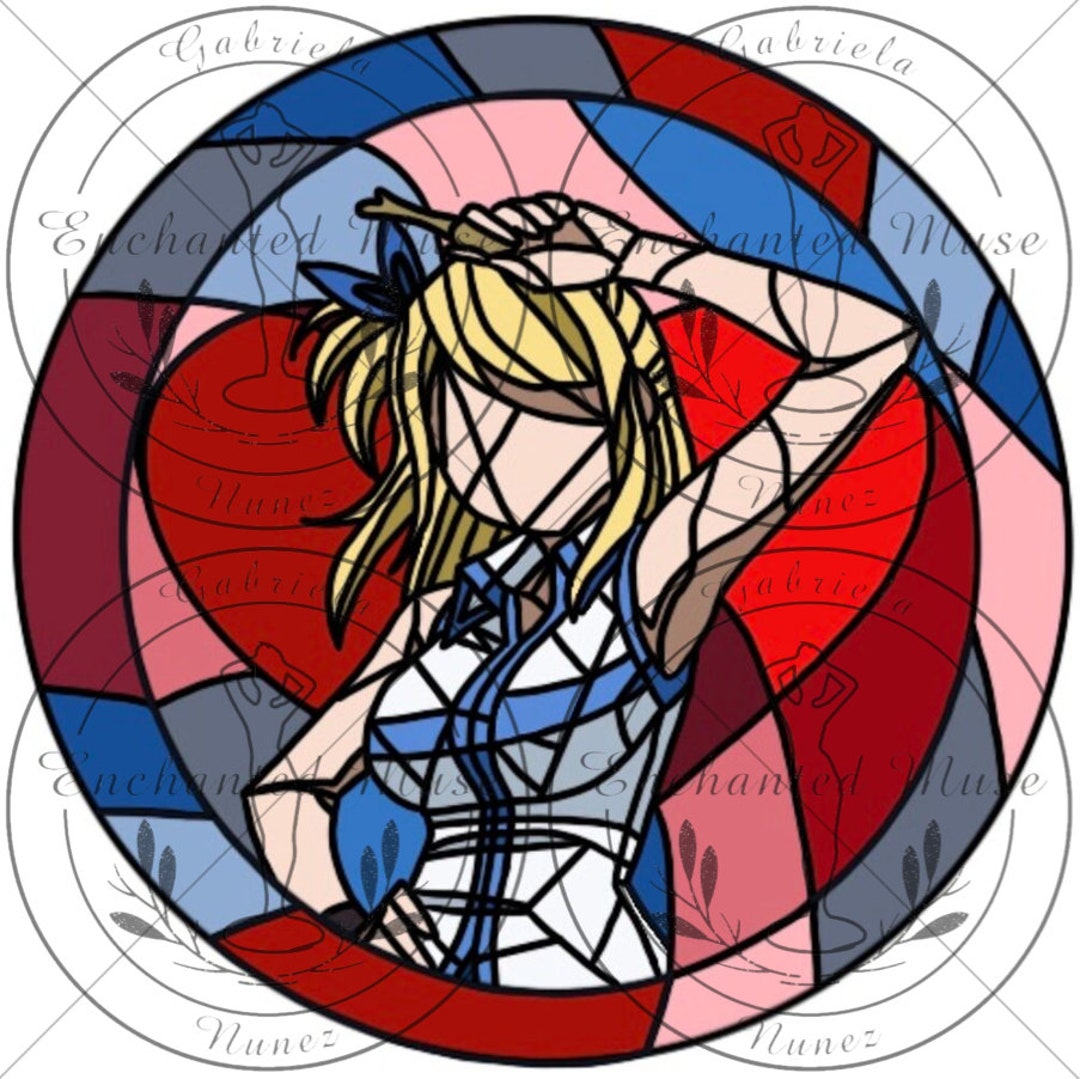 Lucy Heartfilia Stained Glass Window PNG & JPEG Printable Digital ...