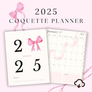 2025 Coquette Bow Digitaler Planer, Goodnotes iPad Planner mit 2025 datiert; Tages und Wochenplaner, Hyperlinked Digital Planner