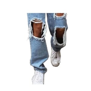 Women's Ripped Jeans Streetwear Hip Hop High Waist Pants zdjęcie 3