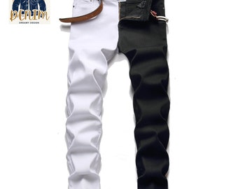 Two Colors Spliced Jeans | Casual Trousers Denim Pants | Slim Fit