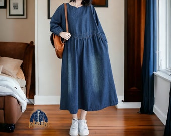 Denim Loose Dress | Long Sleeve Style Clothing | Outwear Fashionable Outfit