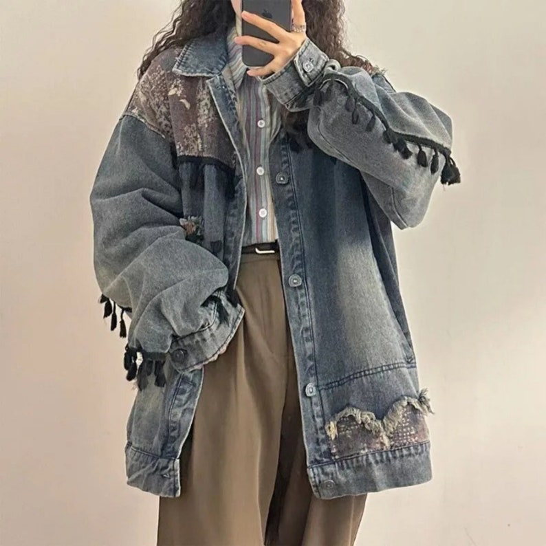 Cool Loose Jacket Unisex Denim Design Street Wear Style 5