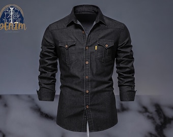 Men's Denim Clothes | Long Sleeve Pocket Shirt | Streetwear Fit Fashion Clothing