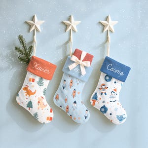 Baby Boy First Stocking: Personalized Space Themed Christmas Stocking Velvet
