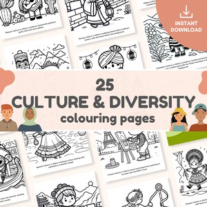 Cultural Diversity Coloring Book: 25 Kids&#39; Learning Pages (Digital Download)