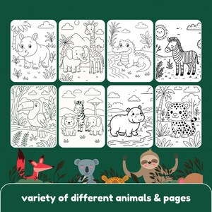 Livre de coloriage Animaux de la jungle : Safari aventure, activité pour enfants (PDF imprimable A4) image 3