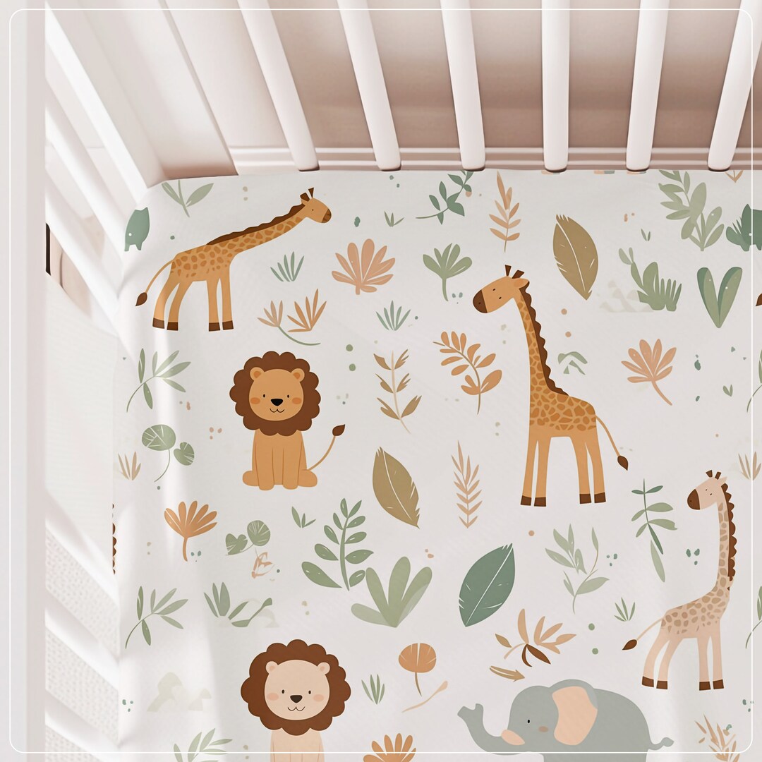 Jungle Nursery Crib Sheets Safari Animal Nursery Bedding Lion Cot Sheet ...