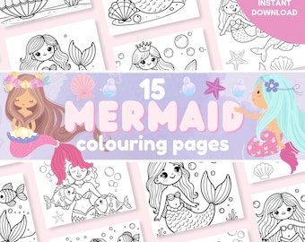 Mermaid Coloring Book: 15 Under the Sea Activity Pages (Digital Download)