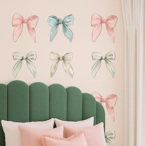 Pink Bow Wallpaper: Removable Pastel Wall Decal, Girls Nursery