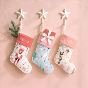 Personalized Velvet Christmas Stocking: Mushroom, Nutcracker, Gingerbread
