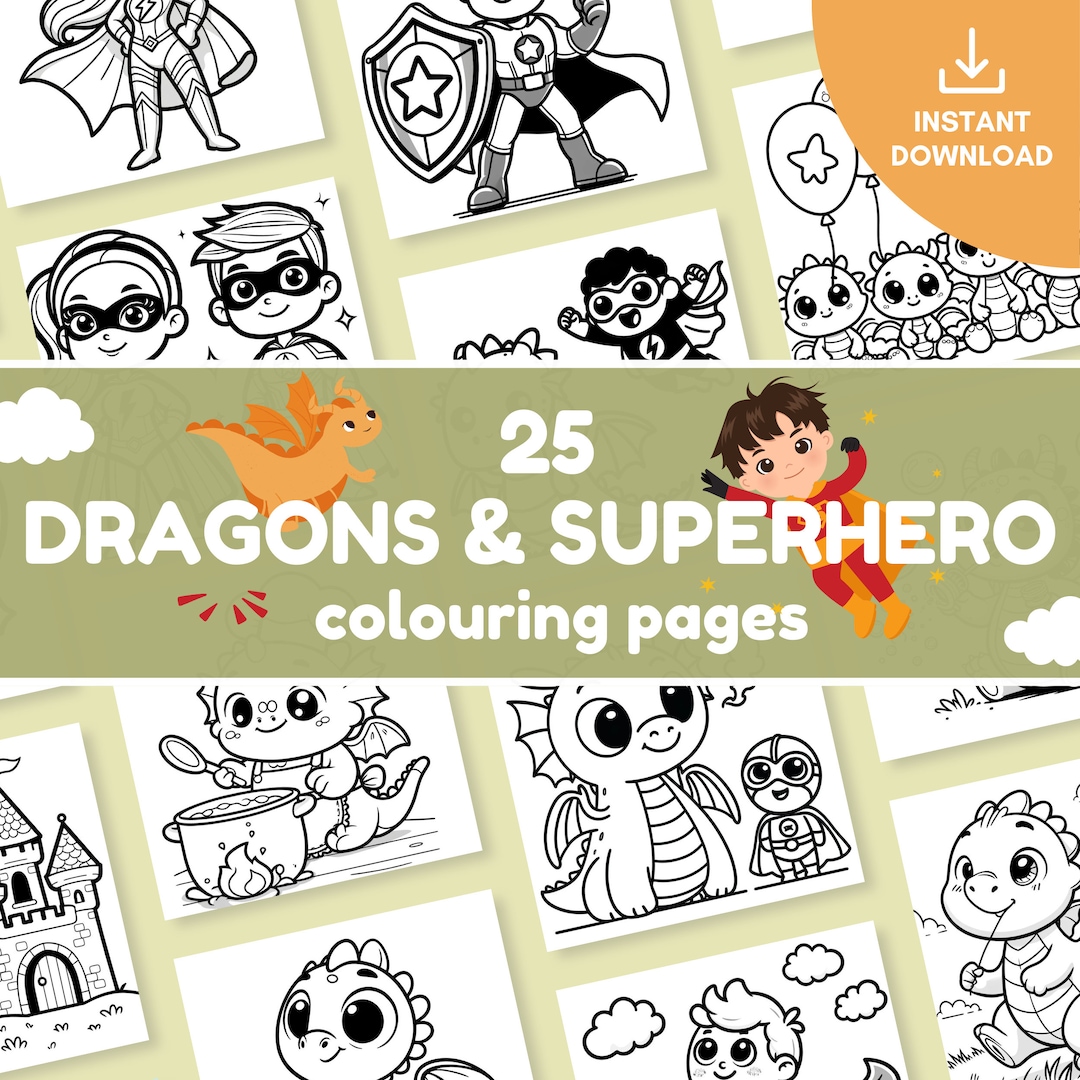 Kids Coloring Book Printable Superhero Worksheet Preschool Activity ...