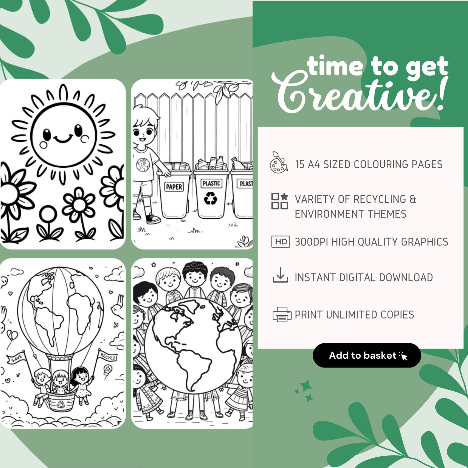 Earth Day Coloring Book: Environment & Recycling Activity (digital ...