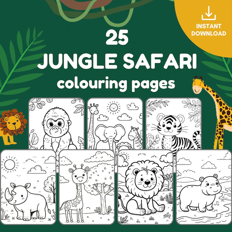 Jungle animal coloring book