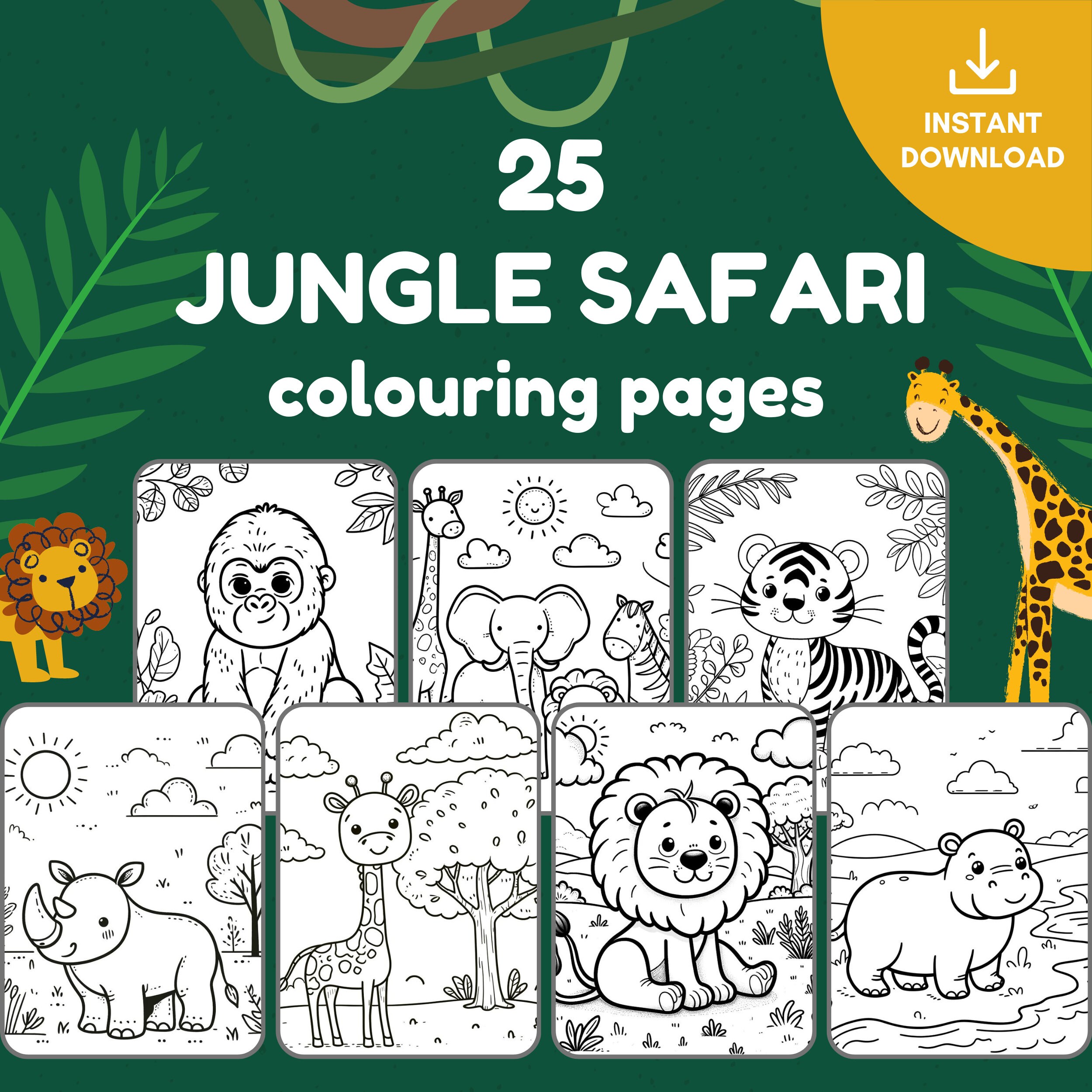 24Pack Jungle Animal Coloring Paper Bags Color Your Own...