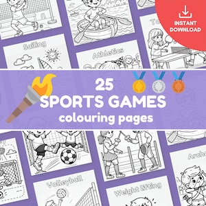 Summer Sports Coloring Pages: Printable Kids Activity Worksheet (PDF Download A4 Size)