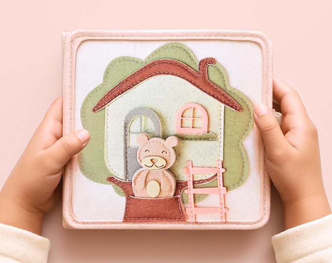 Montessori Bear Busy Book & Quiet Book: Felt Activity Toy, Preschool Gift 3+