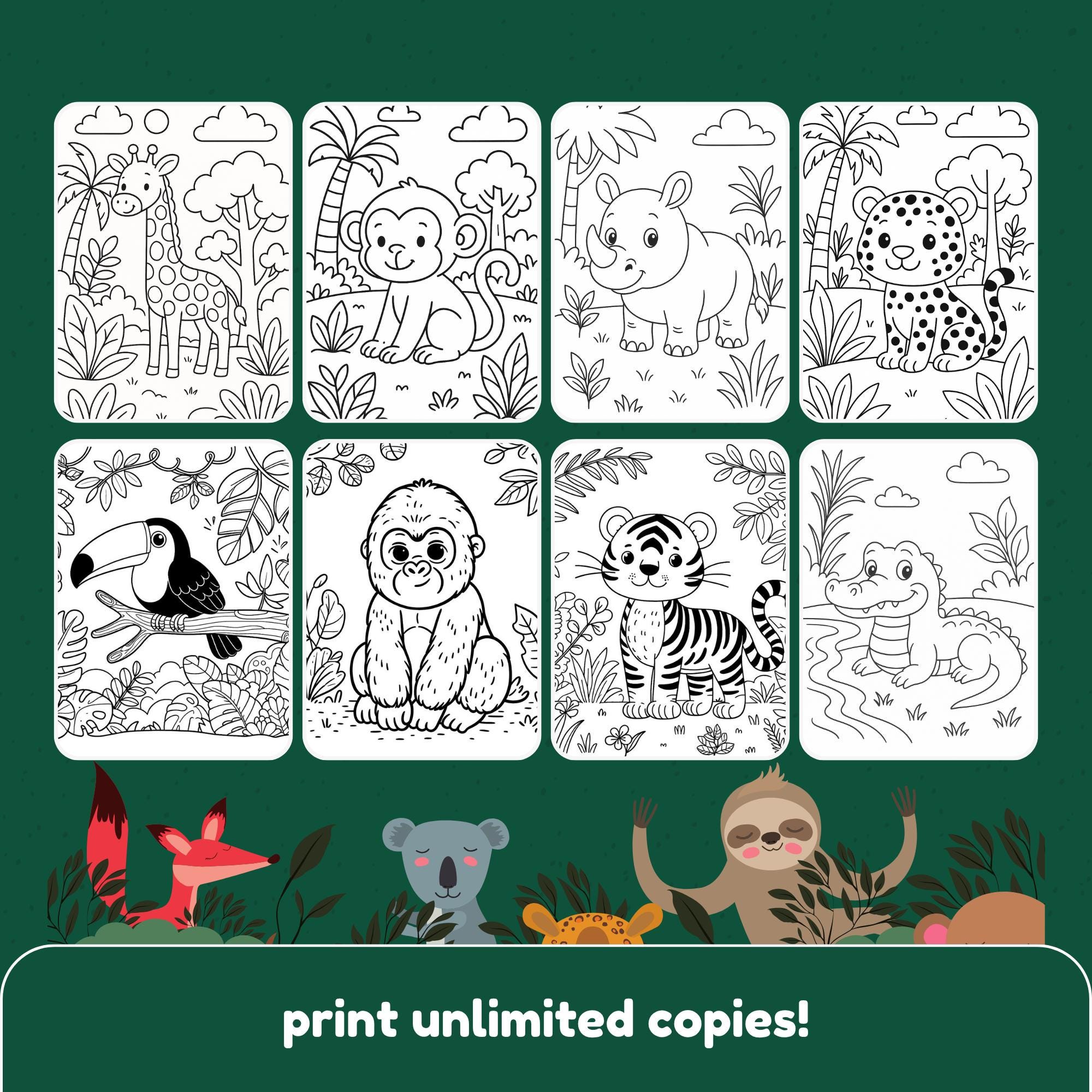 Libro para colorear de animales de la selva: Aventura de safari ...