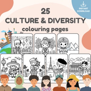 Culture Diversity Coloring Book: 25 Printable Activity Pages (Digital Download)