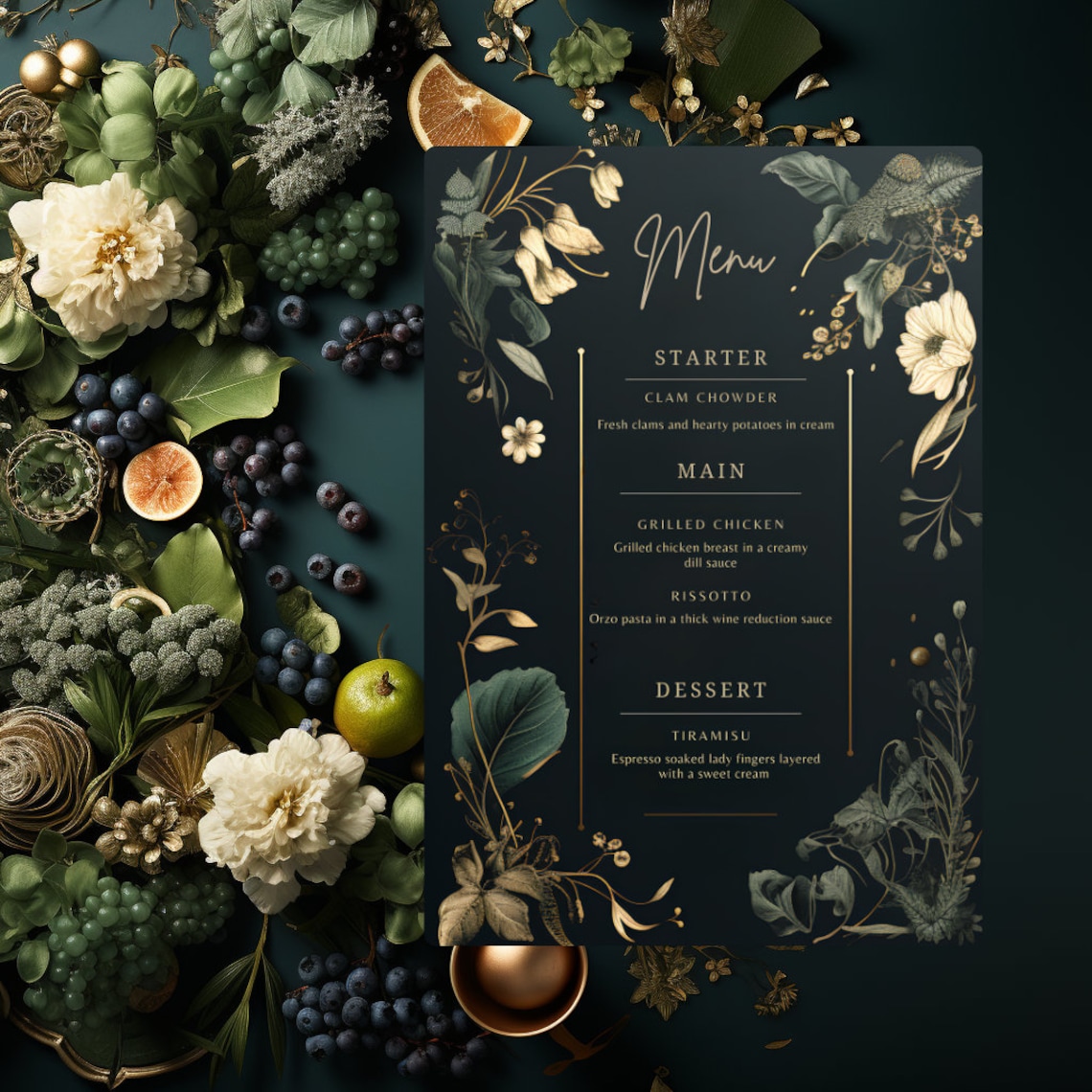 Elegant Menu Template Etsy Elegant Menu Template Etsy