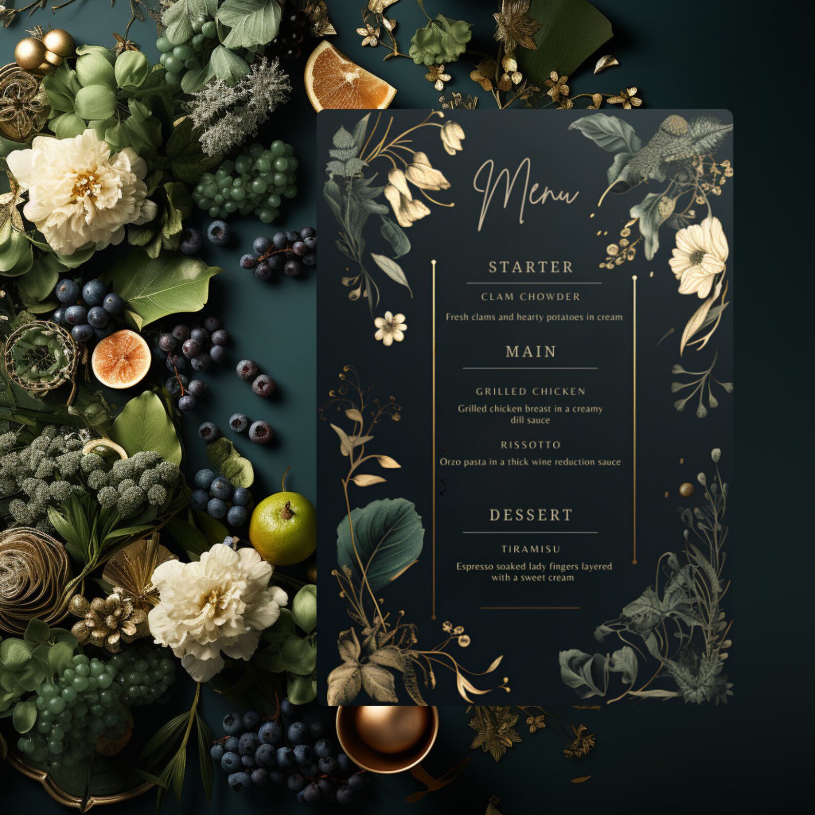 Elegant Menu Template Etsy Elegant Menu Template Etsy