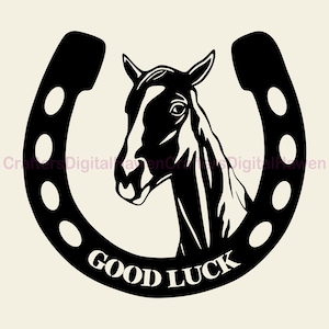 A sign with a horse&#39;s head svg, a horse in a horseshoe vector, horse head cut file for laser,dxf for plasma, horse clipart, Printable Art